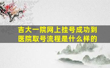 吉大一院网上挂号成功到医院取号流程是什么样的