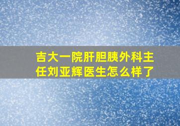 吉大一院肝胆胰外科主任刘亚辉医生怎么样了