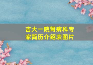 吉大一院肾病科专家简历介绍表图片