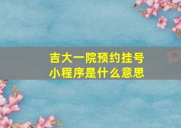 吉大一院预约挂号小程序是什么意思