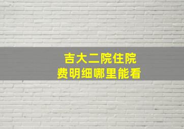 吉大二院住院费明细哪里能看