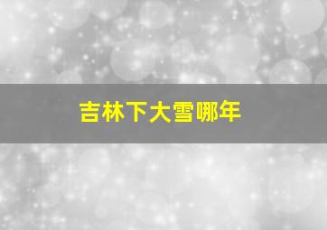 吉林下大雪哪年