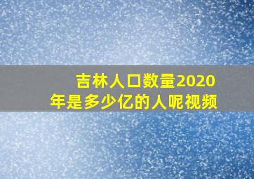 吉林人口数量2020年是多少亿的人呢视频