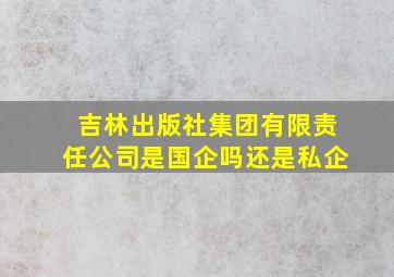 吉林出版社集团有限责任公司是国企吗还是私企