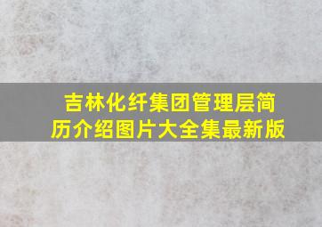 吉林化纤集团管理层简历介绍图片大全集最新版