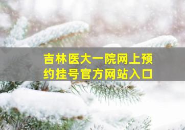 吉林医大一院网上预约挂号官方网站入口