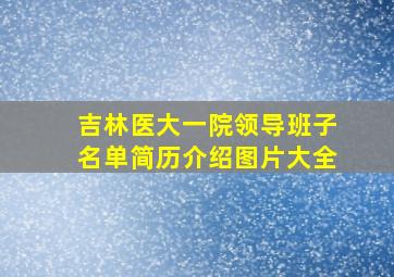 吉林医大一院领导班子名单简历介绍图片大全