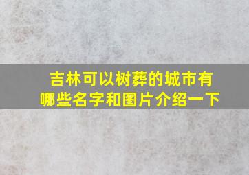 吉林可以树葬的城市有哪些名字和图片介绍一下