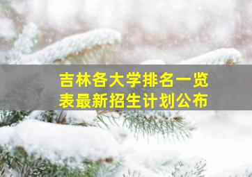 吉林各大学排名一览表最新招生计划公布