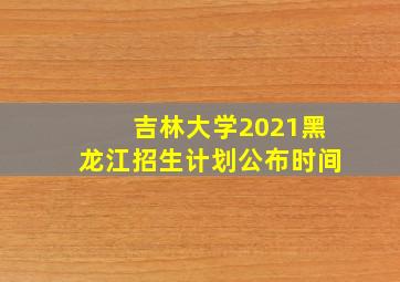 吉林大学2021黑龙江招生计划公布时间