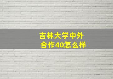 吉林大学中外合作40怎么样