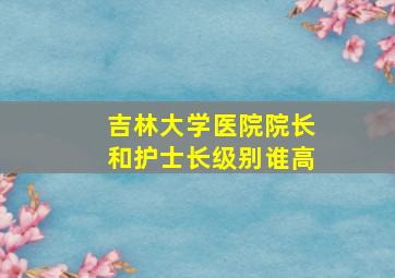 吉林大学医院院长和护士长级别谁高