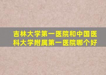 吉林大学第一医院和中国医科大学附属第一医院哪个好