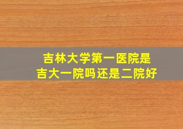 吉林大学第一医院是吉大一院吗还是二院好