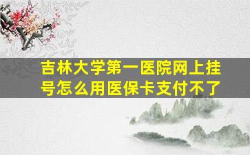 吉林大学第一医院网上挂号怎么用医保卡支付不了