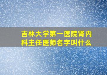 吉林大学第一医院肾内科主任医师名字叫什么