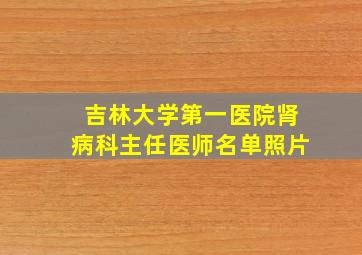 吉林大学第一医院肾病科主任医师名单照片