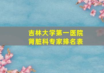 吉林大学第一医院肾脏科专家排名表