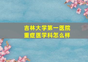 吉林大学第一医院重症医学科怎么样