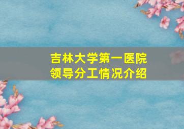 吉林大学第一医院领导分工情况介绍