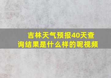 吉林天气预报40天查询结果是什么样的呢视频