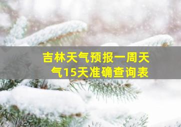 吉林天气预报一周天气15天准确查询表