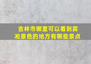 吉林市哪里可以看到雾凇景色的地方有哪些景点