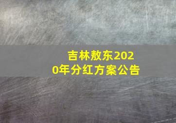 吉林敖东2020年分红方案公告