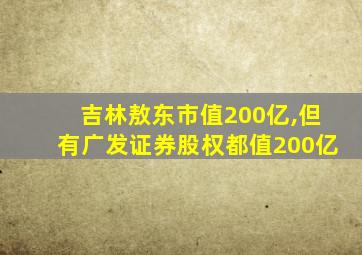 吉林敖东市值200亿,但有广发证券股权都值200亿