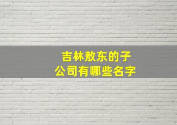 吉林敖东的子公司有哪些名字