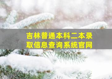 吉林普通本科二本录取信息查询系统官网