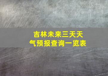 吉林未来三天天气预报查询一览表