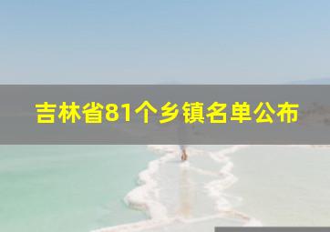 吉林省81个乡镇名单公布