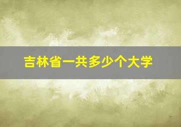 吉林省一共多少个大学