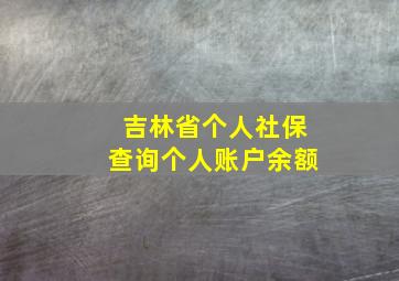 吉林省个人社保查询个人账户余额