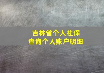 吉林省个人社保查询个人账户明细