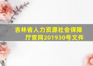 吉林省人力资源社会保障厅官网201930号文件