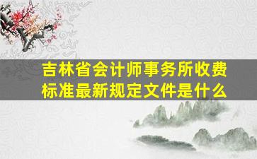 吉林省会计师事务所收费标准最新规定文件是什么