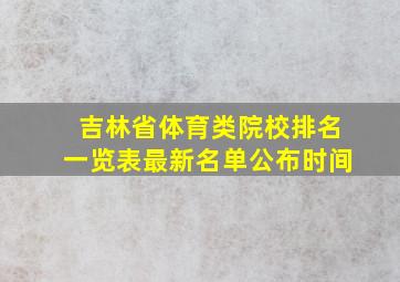 吉林省体育类院校排名一览表最新名单公布时间