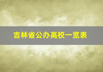 吉林省公办高校一览表