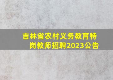 吉林省农村义务教育特岗教师招聘2023公告