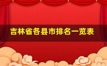 吉林省各县市排名一览表