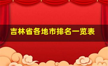 吉林省各地市排名一览表