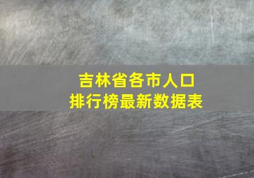 吉林省各市人口排行榜最新数据表