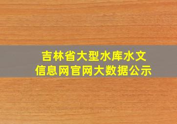 吉林省大型水库水文信息网官网大数据公示