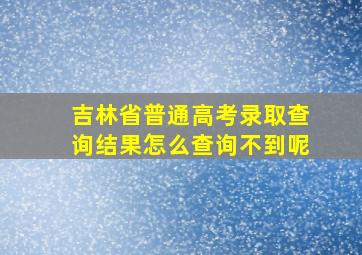 吉林省普通高考录取查询结果怎么查询不到呢