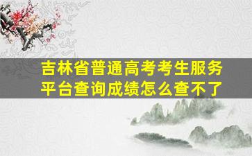 吉林省普通高考考生服务平台查询成绩怎么查不了