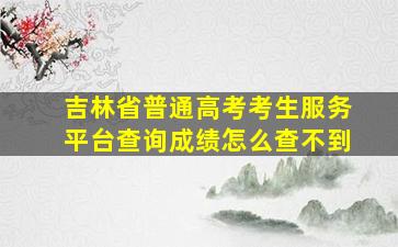 吉林省普通高考考生服务平台查询成绩怎么查不到