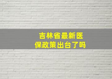 吉林省最新医保政策出台了吗