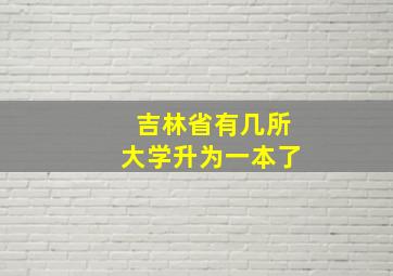 吉林省有几所大学升为一本了